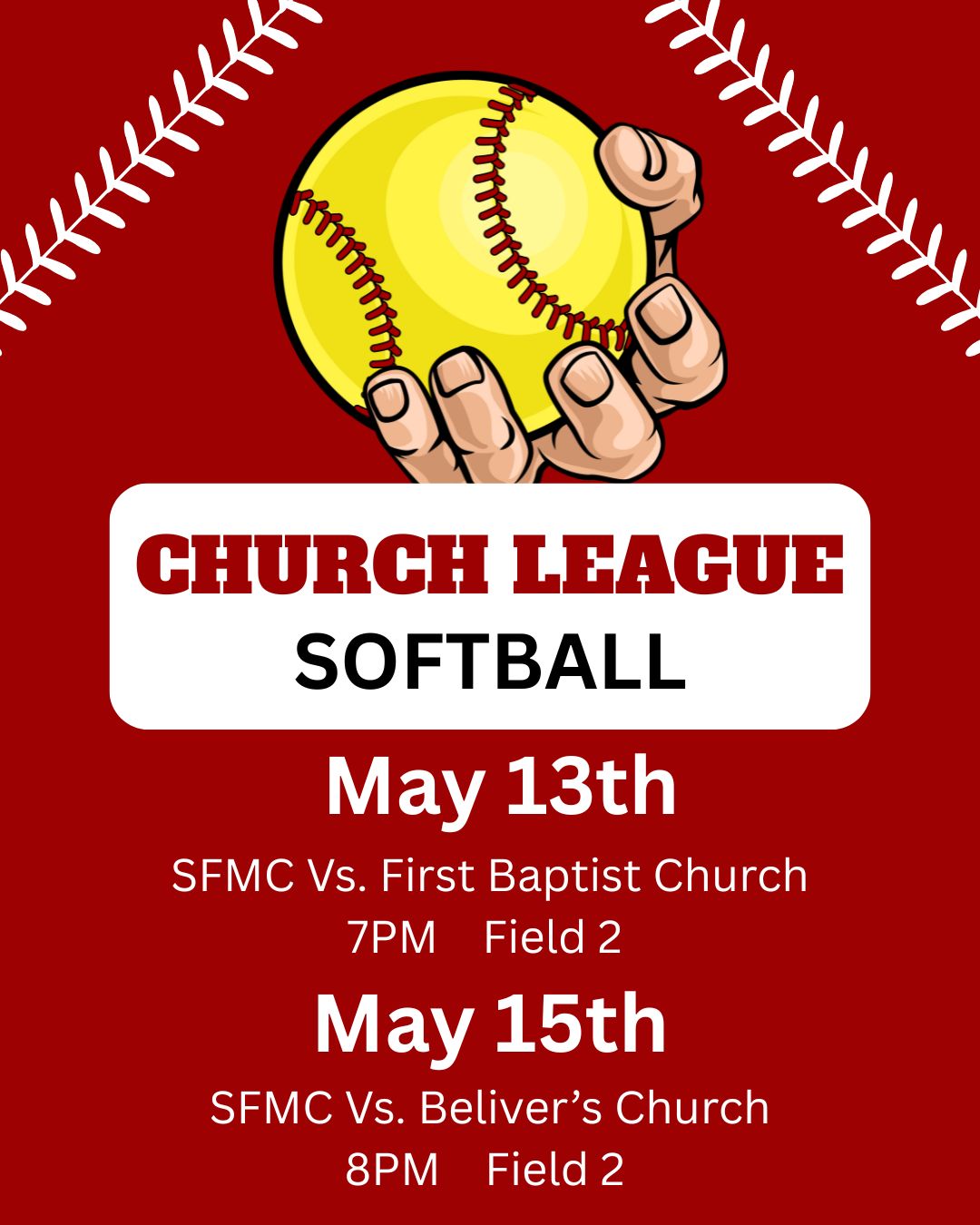 Church League Softball Schedule